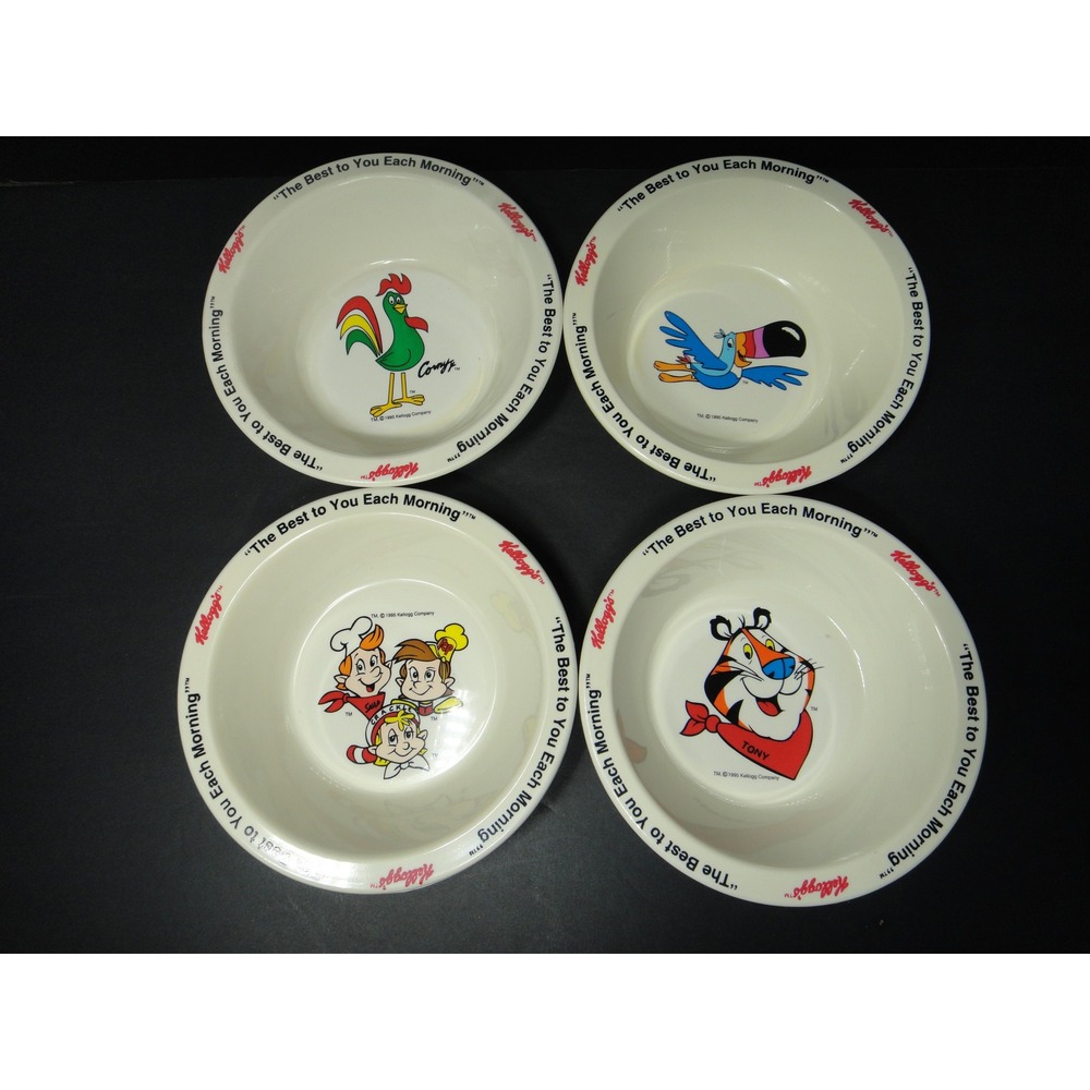 Vintage 1995 Kellogg's Melamine Cereal Bowls Set of 4 Characters Collectibles
